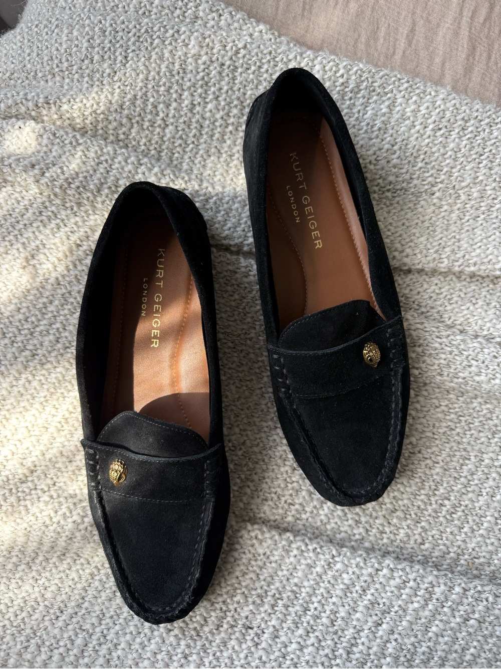 Kurt Geiger Eagle Driver Black Suede Loafers